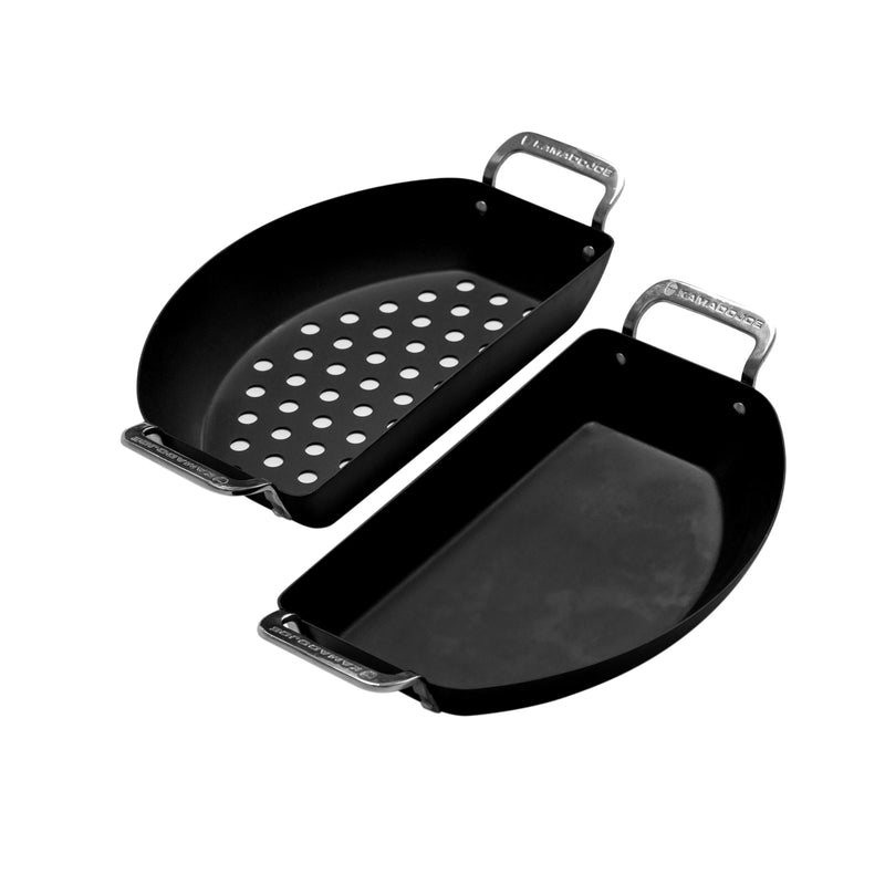 Laad afbeelding in galerij, Kamado Joe Karbon Steel Half Moon Pan Set