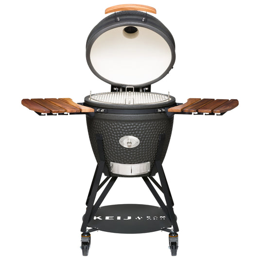 Keij Kamado Legend Large 21 inch Zwart met Walnoot Zijtafels