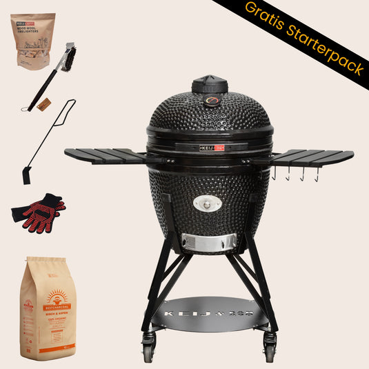 Keij Kamado Pro Large 21 inch Zwart | Compleet Starterspakket