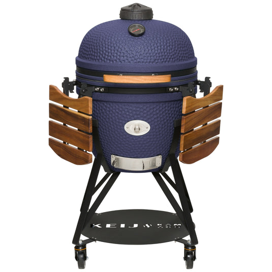 Keij Kamado Legend XL 23 inch Blauw met Walnoot Zijtafels