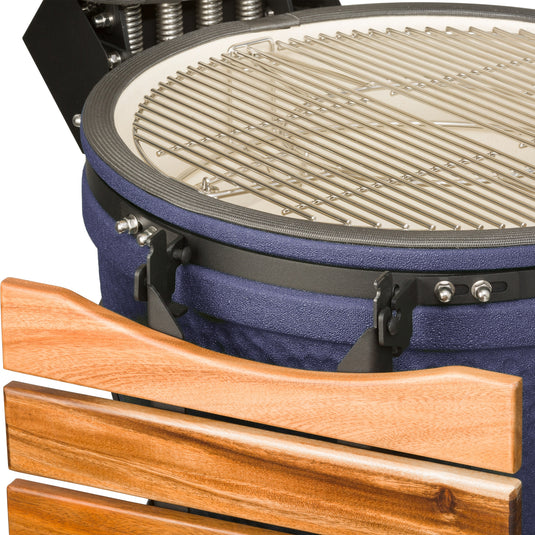Keij Kamado Legend XL 23 inch Blauw met Walnoot Zijtafels