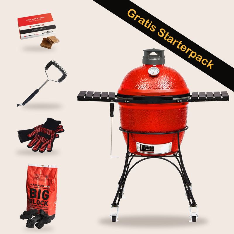 Laad afbeelding in galerij, Kamado Joe Classic II met gratis starterspakket: Kamado Joe fire starters, BBQ-borstel, hittebestendige handschoenen en Big Block houtskool