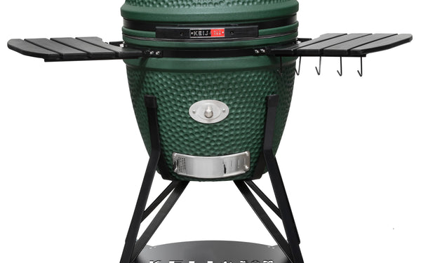 Keij Kamado Legend Large 21 inch in mat groen met zijtafels