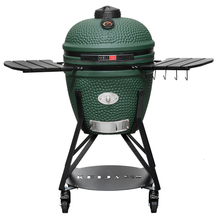 Keij Kamado Legend Large 21 inch in mat groen met zijtafels