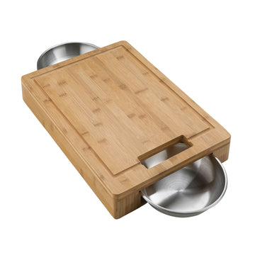 Napoleon PRO Bamboe Snijplank 46 cm met RVS Kommen - BBQ Set