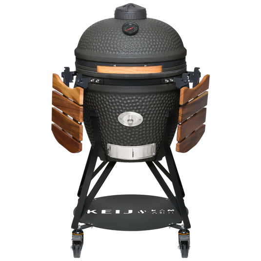 Keij Kamado Legend Large 21 inch Zwart met Walnoot Zijtafels