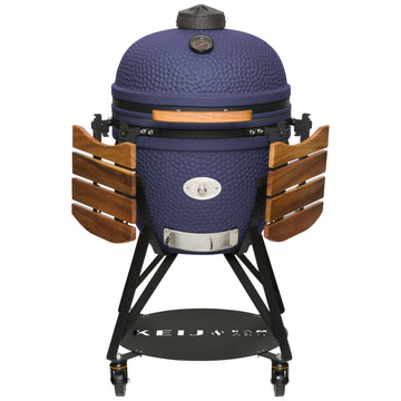 Keij Kamado Legend XL 23 inch Blauw met Walnoot Zijtafels - Compleet Starterspakket