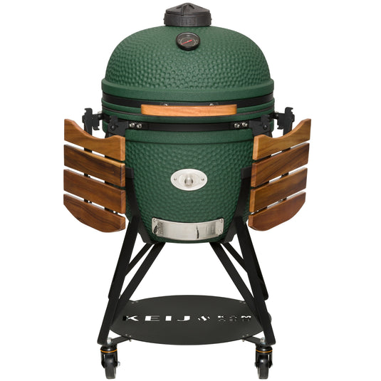 Keij Kamado Legend XL 23 inch Groen met Walnoot Zijtafels