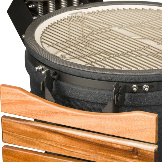 Keij Kamado Legend XL 23 inch Zwart met Walnoot Zijtafels - Compleet Starterspakket