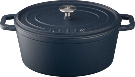 Keij Casserole 30 cm 6L - Gietijzer Mat Blauw Emaille