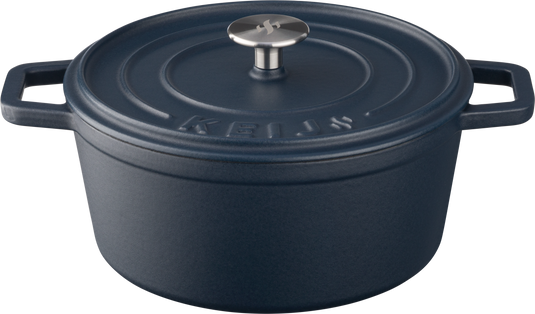 Keij Dutch Oven 3,5L 24 cm - Gietijzer Mat Blauw Emaille