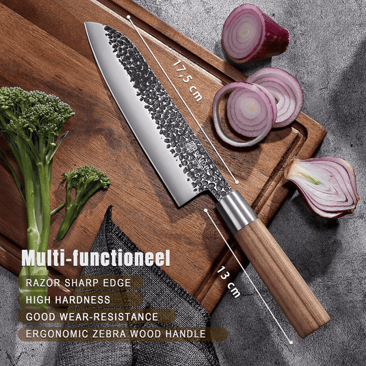 Paudin HB10 Hammered Black Santoku Mes 17,5 cm