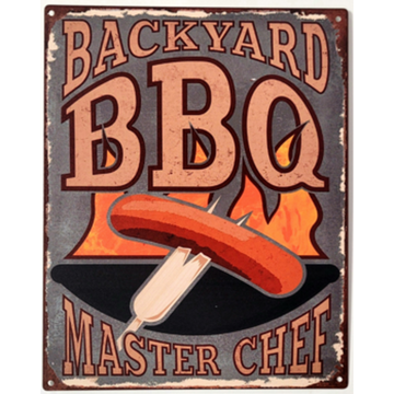 BBQ Wandbord Metaal 'Backyard BBQ' - 25x20 cm