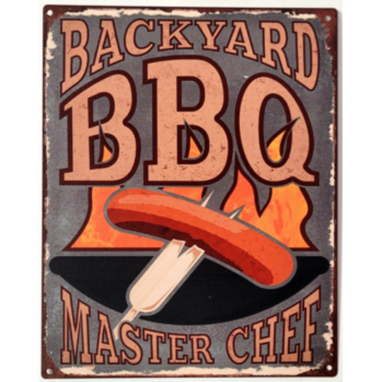 BBQ Wandbord Metaal 'Backyard BBQ' - 25x20 cm