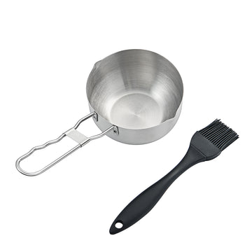 Keij RVS Sauspannetje met Siliconen Kwast - BBQ Basting Set