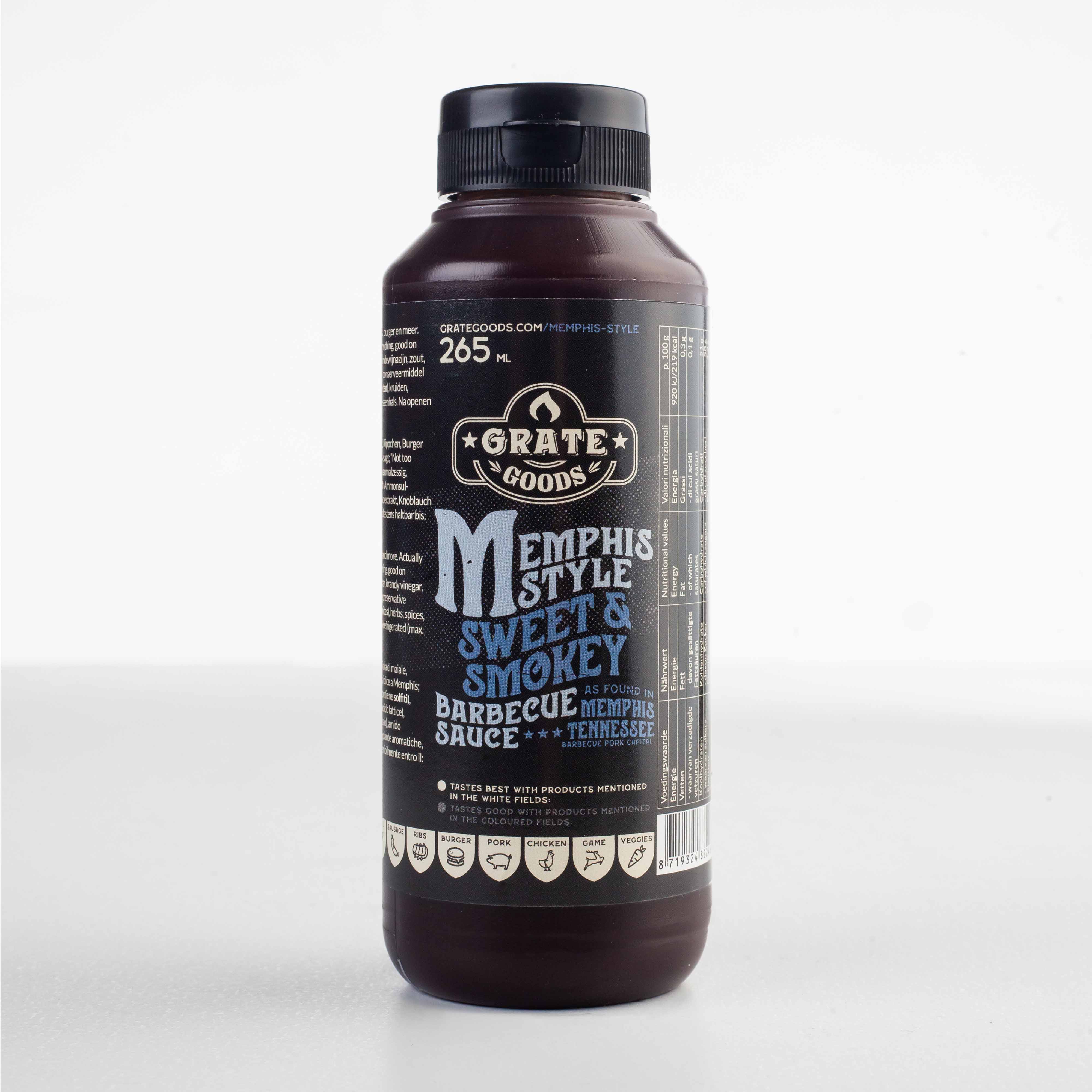 Grate Goods Memphis BBQ Saus - Zoet & Rokerig - 265 ml