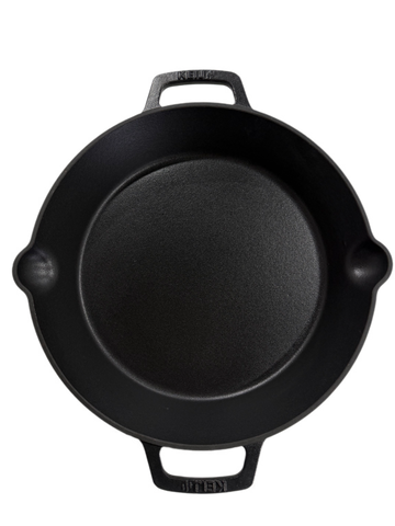 Keij Gietijzeren Skillet 30 cm - 2 Handvatten - Zwart Geëmailleerd