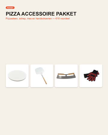 Pizza Accessoire Pakket - Steen, Schep, Mes & Handschoenen